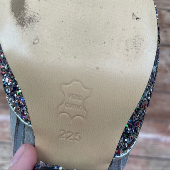 Sequins multicolor leather heels gray suede - Picture 7 of 13